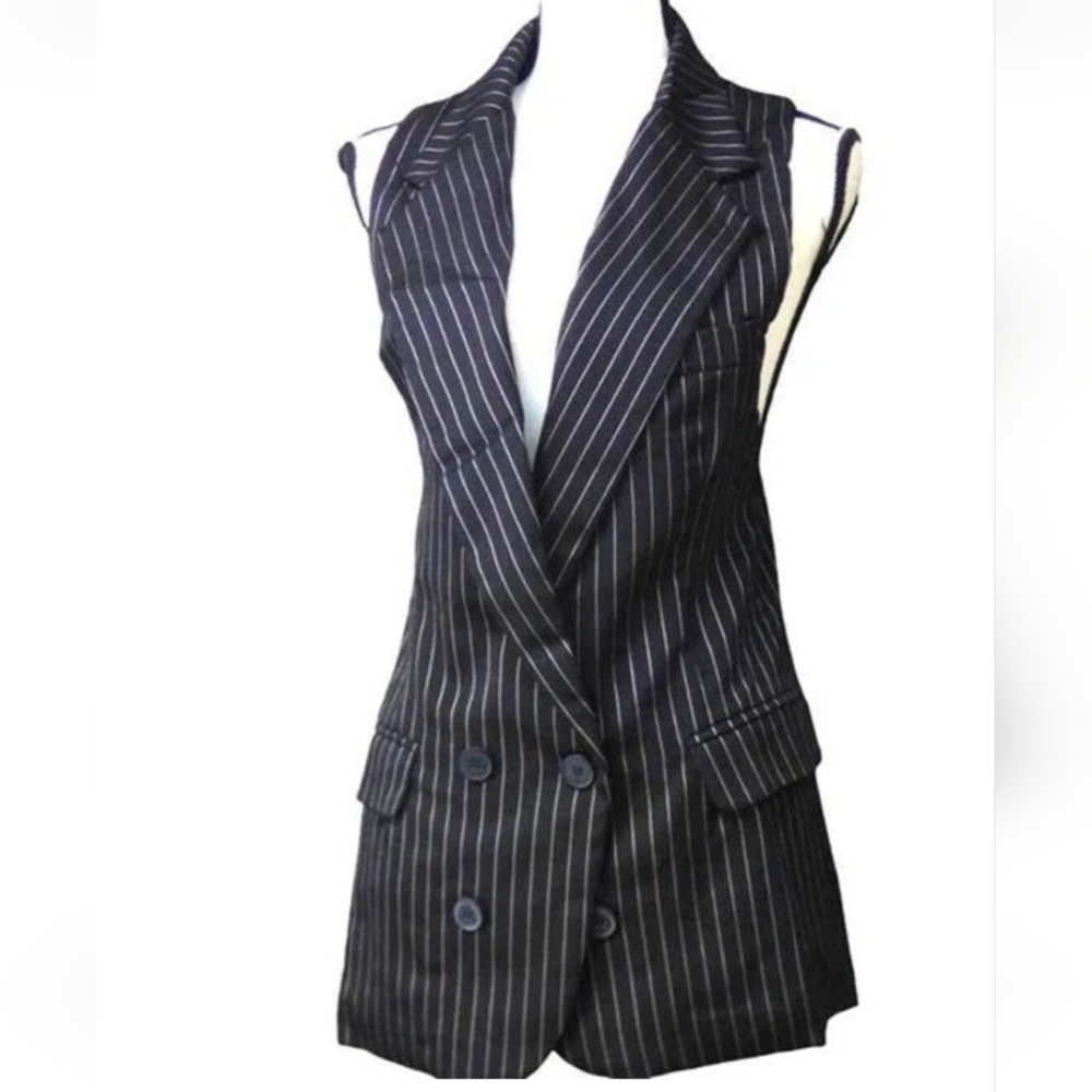 UNIQ Women's Striped Sleeveless Blazer , NWT, Large